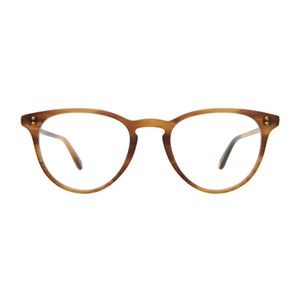 thin and light brown striped tortoiseshell eyeglasses frame produced by garrett leight model alice